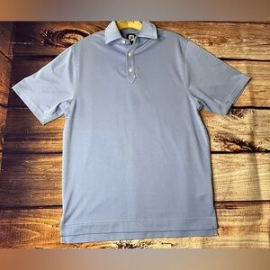 Foot Joy FJ Men's Size Medium Golf Polo Shirt  Blue Plaid Stretch (PRE OWNED)